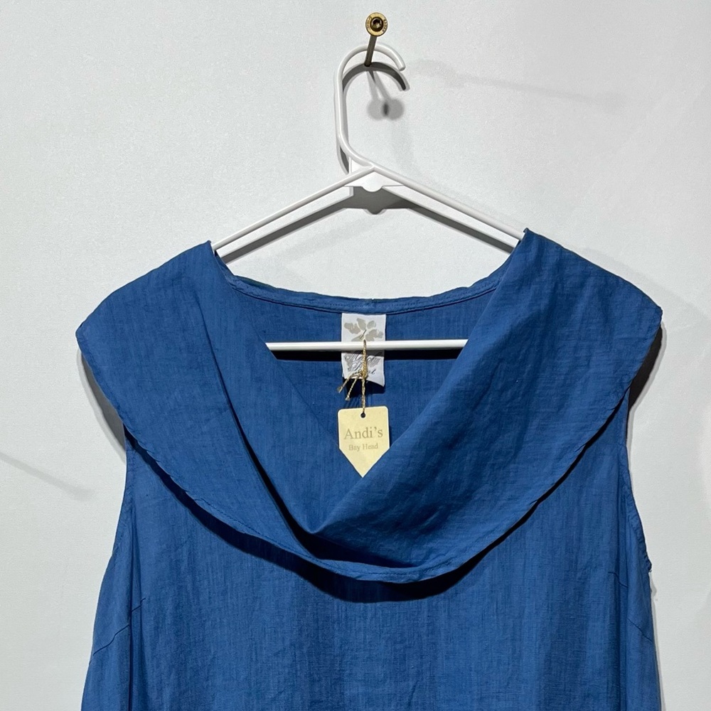 Match Point USA Blue Cowl Neck dress/Tunic 100% Linen Size Medium NWT - Picture 4 of 7